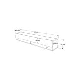 Mueble de TV de Pared Moderno Blanco-Roble - 180x31,5x29,5 cm - 2 Cajones y Estantes.
