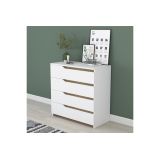 Cómoda de 4 Cajones Blanco y Nogal - 80x47x92 cm - Diseño Moderno.