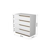 Cómoda de 4 Cajones Blanco y Nogal - 80x47x92 cm - Diseño Moderno.