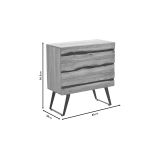 Cómoda de Madera Maciza Nogal-Negro con Patas Metálicas - 80x38x86.5 cm - Mueble de Almacenamiento Duradero para Dormitorio.