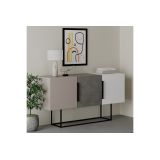 Buffet Moderno de 2 Puertas Color Gris Antique-Mocha-Blanco - 150x42x79.5 cm - Diseño Elegante para Comedor.