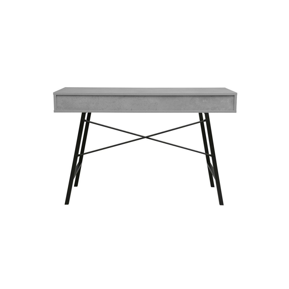 Mesa de Estudio y Trabajo con Cajones, Gris Cemento y Negro, 120x48x76cm, Patas Metálicas - Moderna y Duradera
