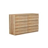 Cómoda de 6 Cajones con Amplio Espacio de Almacenaje - Color Natural - 120x40x75 cm - Mueble Moderno para Dormitorio.