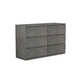 Cómoda de 6 Cajones con Amplio Espacio de Almacenaje - Mármol Gris - 120x40x75 cm - Mueble Moderno para Dormitorio.