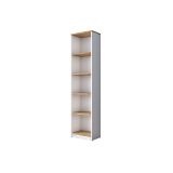 Mesa de Trabajo con Estantería y 2 Cajones, Color Blanco-Natural, 160x50x161.8 cm.