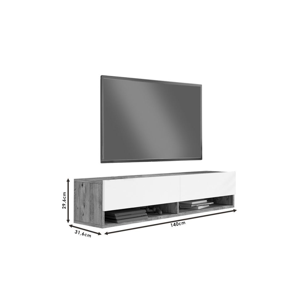 Mueble TV de Pared Color Roble 140x31.6x29.6 cm - 2 Puertas - Estilo Moderno y Funcional.