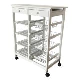 Verdulero frutero doble 4 cestas 4 baldas y 2 cajones color blanco 85x37x67