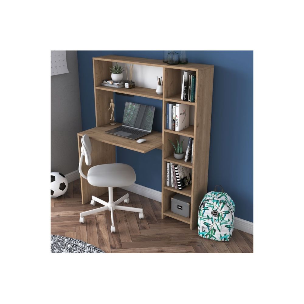 Escritorio-Librería Color Cambrian, 113x40x142cm - Estilo Versátil y Espacioso