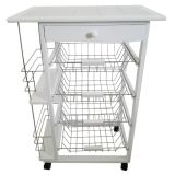 Carro Verdulero de Cocina con Botellero Lateral Blanco Oporto 57x37x82