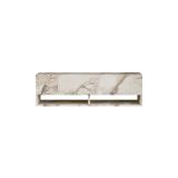 Mueble TV Moderno con 1 Puerta y Estantes en Melamina Color Mármol Marfil - 100x31.5x29.6cm