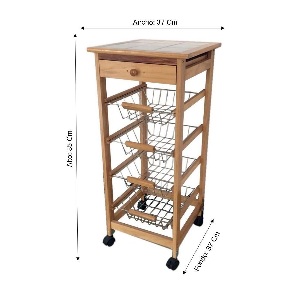 Verdulero Frutero de cocina Oporto 2 color miel 37X37X85