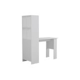 Mesa de Oficina con Librería-Escritorio en Melamina Color Blanco, 120x50x150cm - Diseño Versátil y Funcional