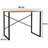 (SALDO) Mesa de Ordenador Estilo Industrial Color Nogal y Negro 90x60x70 Cm