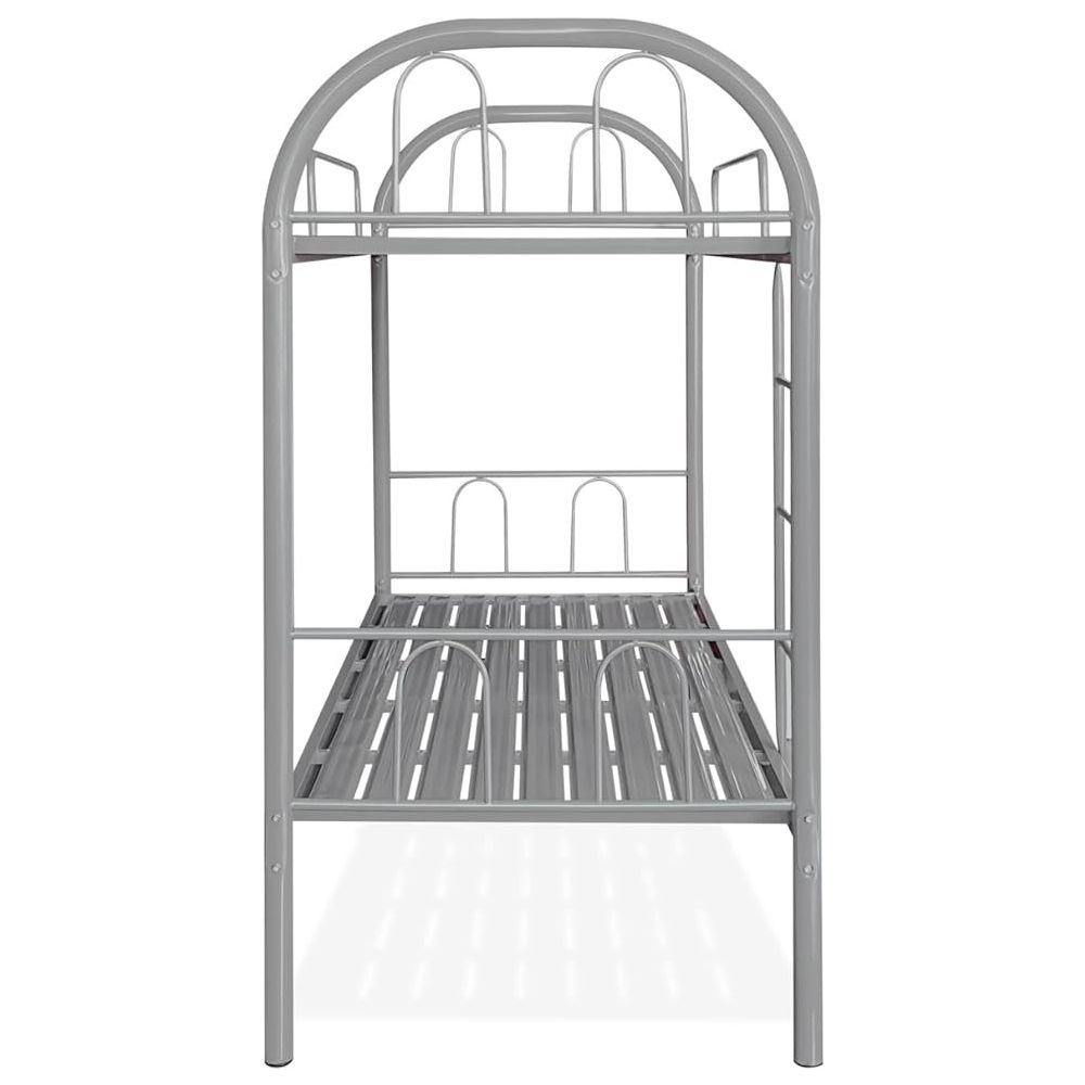 Litera Metálica Reforzada con Barandilla y Escalera - Estructura Tubular - Acero aleado - Color Gris - 90x190 Cm