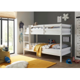 Litera Juvenil Convertible en Dos Camas Individuales, Madera Maciza de Pino, Escalera Reversible, Color Blanco, 97x207x140 cm