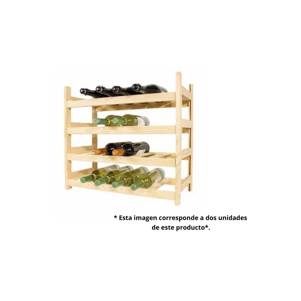 Botellero de Madera de Pino apilable en Color Natural para 12 Botellas y con 2 Niveles de Altura