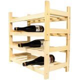 Botellero de Madera de Pino apilable en Color Natural para 24 Botellas y con 4 Niveles de Altura