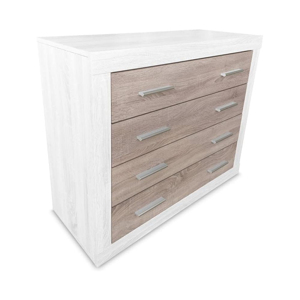 Meyvaser - Cómoda con 4 Cajones, Sinfonier,Colores Andersen y Pino Gris, Medidas: 60 cm (An) x 81.5 cm (Al) x 39.5 cm (Fon)