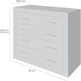 Meyvaser - Cómoda con 4 Cajones, Sinfonier, Color Madera, Medidas: 60 cm (An) x 81.5 cm (Al) x 39.5 cm (Fo)
