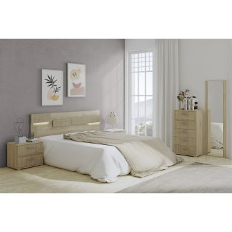 Sinfonier 5 Cajones, Cómoda, Color Puccini-Textil, Medidas: 60 cm (Largo) x 109,4 cm (Alto) x 39,6 cm de (Fondo) – Meyvaser