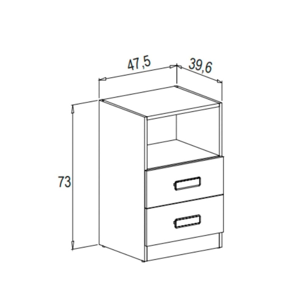 Mesita de noche - Dormitorio o Mesa Auxiliar Salón, Natural y Blanco Veteado, 47.5 x 73 x 39.6 cm