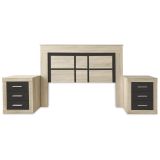 BricoExpo - Pack Cabecero de 160 x 120 cm + 2 Mesitas de Noche | Color Cambria y Grafito (para Cama de 135-140 o 160)