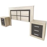 BricoExpo - Pack Cabecero de 160 x 120 cm + 2 Mesitas de Noche | Color Cambria y Grafito (para Cama de 135-140 o 160)