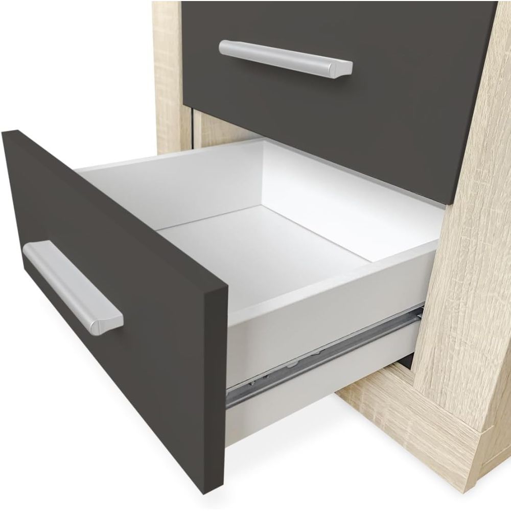 BricoExpo - Pack Cabecero de 160 x 120 cm + 2 Mesitas de Noche | Color Cambria y Grafito (para Cama de 135-140 o 160)