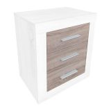 Mesita de Noche, Mesilla de Dormitorio, Color Pino y Gris, Medidas: 50 cm (Lar) x 34,6 cm (Fon) x 60 cm (Al)