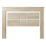 Cabezal para Cama de Matrimonio con patas, Color Cambria y Blanco, Medidas: 160 cm (Ancho) x 119,3 cm (Alto) x 3,8 cm (Fondo)