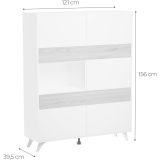 Conjunto de Salón Mueble Completo: Bajo TV, Vitrina, Estantería Decorativa y 2 Estantes - Estilo Roble y Blanco.