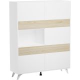 Mueble Vitrina, Mueble de salón, Aparador cocina, Color Roble y Blanco, Medidas: 120 cm (An) x 150 cm (Al) x 40 cm (Fon)