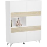 Mueble Vitrina, Mueble de salón, Aparador cocina, Color Roble y Blanco, Medidas: 120 cm (An) x 150 cm (Al) x 40 cm (Fon)