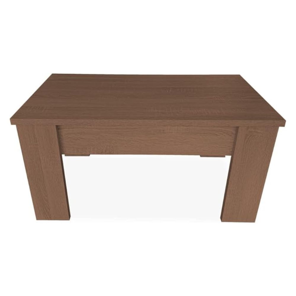 Mesa de Centro Elevable, Mesita de Salón, Acabado en Color nogal, Medidas: 90 cm (Ancho) x 50 cm (Fondo) x 46-57 cm (Alto)