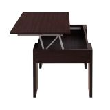 Mesa de Centro Elevable, Mesita de Salón o Comedor, Acabado en Color Wengue, Medidas: 90 cm (An) x 50 cm (Fon) x 46-57 cm (Al)