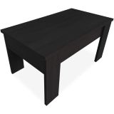 Mesa de Centro Elevable, Mesita de Salón o Comedor, Acabado en Color Wengue, Medidas: 90 cm (An) x 50 cm (Fon) x 46-57 cm (Al)