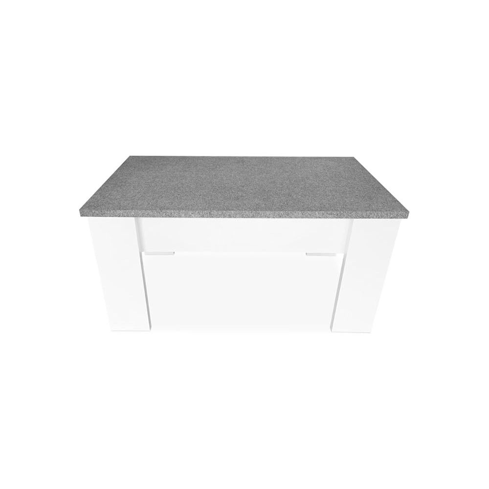 Mesa de Centro Elevable, Medidas: 90 cm x 50 cm x 46-57 cm, Acabado en Color Madera Blanca con Tapa Gris Piedra