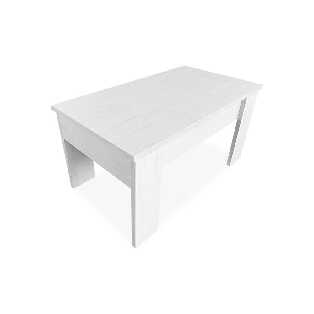 Mesa de Centro Elevable, Mesita de Salón, Acabado en Color Gris Polar, Medidas: 90 cm (An) x 50 cm (Fo) x 46-57 cm (Al)