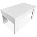 Mesa de Centro Elevable, Mesita de Salón, Acabado en Color Gris Polar, Medidas: 90 cm (An) x 50 cm (Fo) x 46-57 cm (Al)