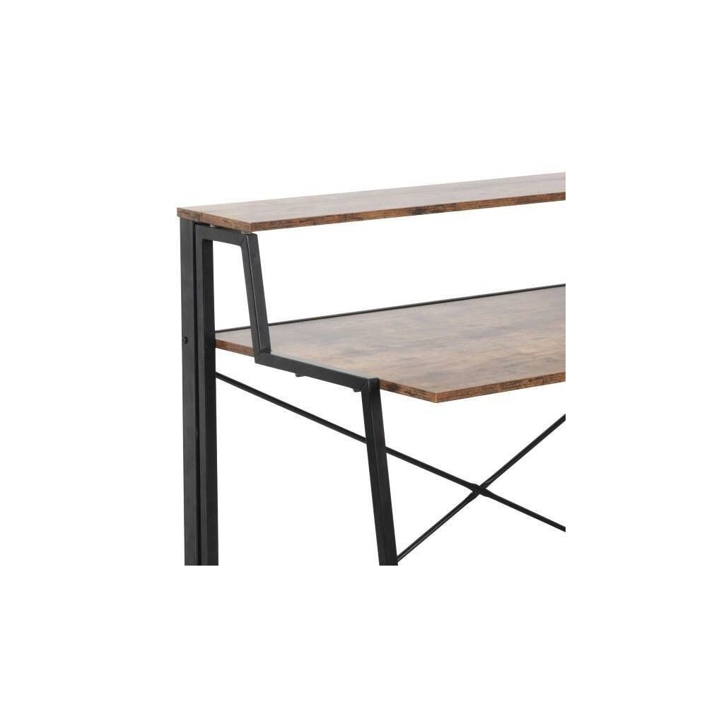 Escritorio Plegable de Doble Altura – Nogal con Estructura Metálica Negra, 120x62x75 cm