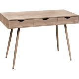Mesa Escritorio Roble con 3 Cajones y Patas Estilo Escandinavo – Compacta y Funcional, 110x50x75 cm