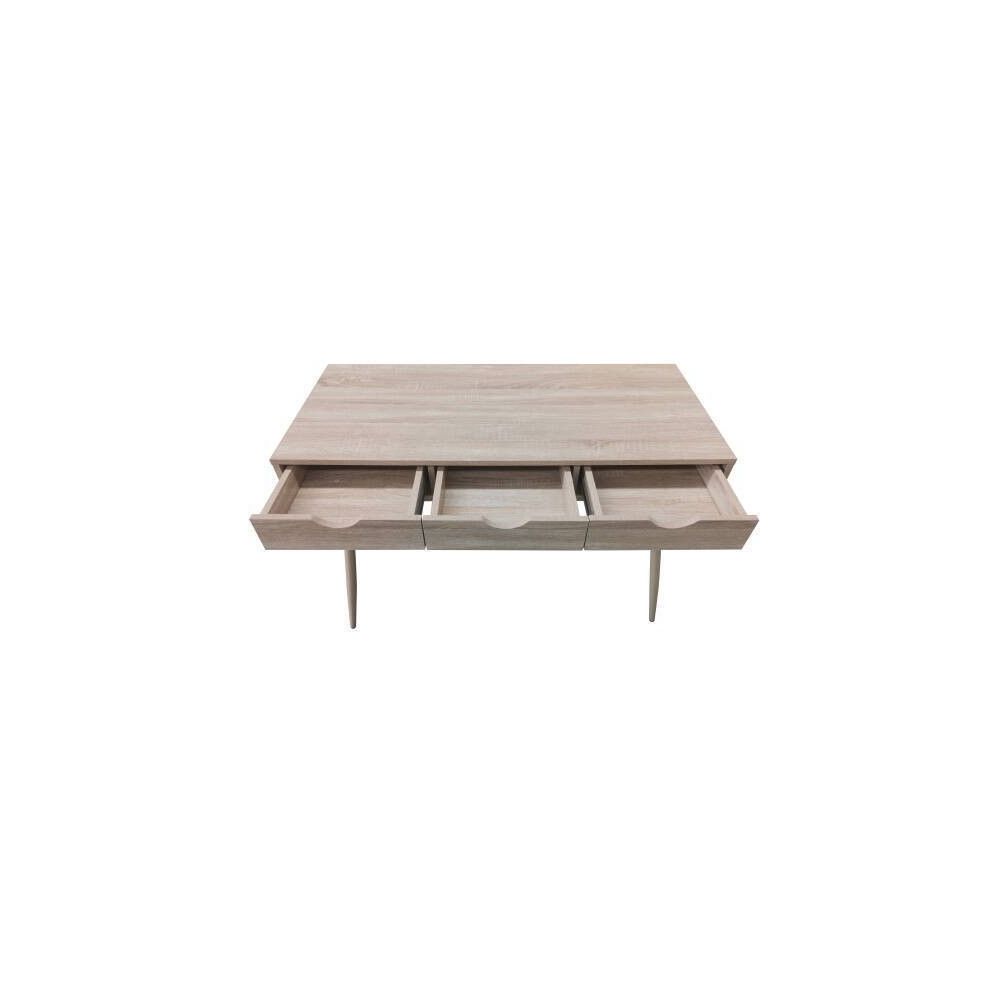 Mesa Escritorio Roble con 3 Cajones y Patas Estilo Escandinavo – Compacta y Funcional, 110x50x75 cm
