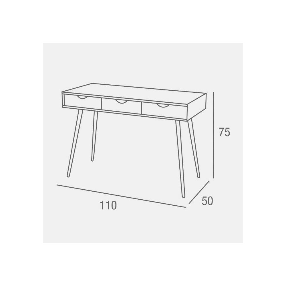 Mesa Escritorio Roble con 3 Cajones y Patas Estilo Escandinavo – Compacta y Funcional, 110x50x75 cm