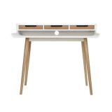 Mesa de Estudio - Escritorio con Encimera MDF Lacado en Blanco Mate y Patas de Pino Macizo – 120x60x90 cm