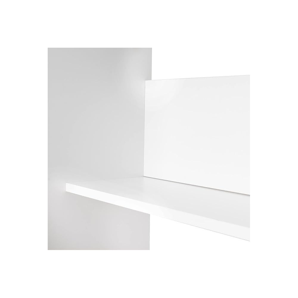 Mesa de Escritorio, Acabada en Blanco, Mesa para Pc con balda interior, Medidas: 90 cm (Ancho) x 49,5 cm (Fondo) x 77 cm (Alto)