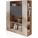Estantería con Escritorio, Mesa de Ordenador, Acabado en Cambrian y Grafito, Medidas: 119,6 cm (Largo) x 139,6 cm (Alto) x 34