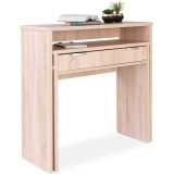 Mesa Escritorio Extensible, Consola Extensible, Color Cambria, Medidas: 90 cm (Largo) x 33-63,4 cm (Ancho) x 87,5 cm (Alto)