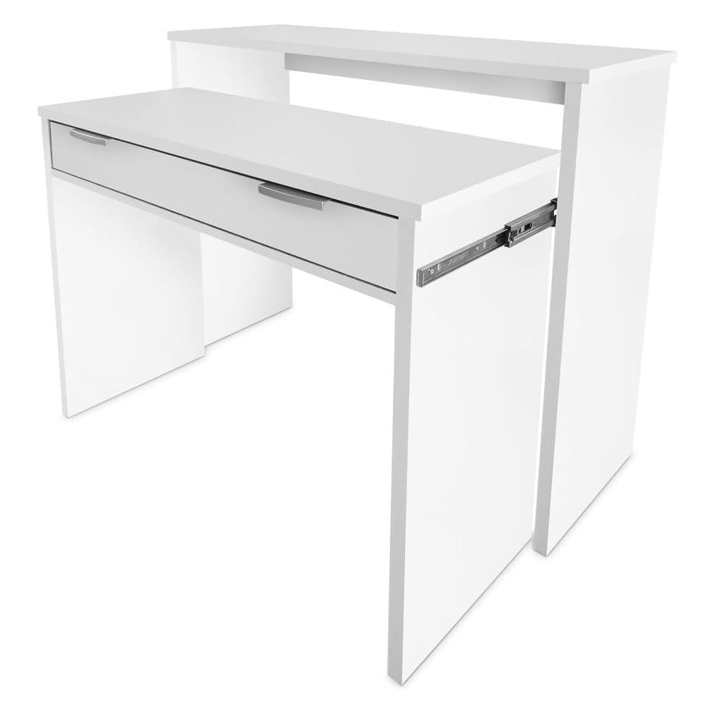 Mesa Escritorio Extensible, Consola Extensible,Color Blanco, Medidas: 90 cm (Largo) x 33-63,4 cm (Ancho) x 87,5 cm (Alto)