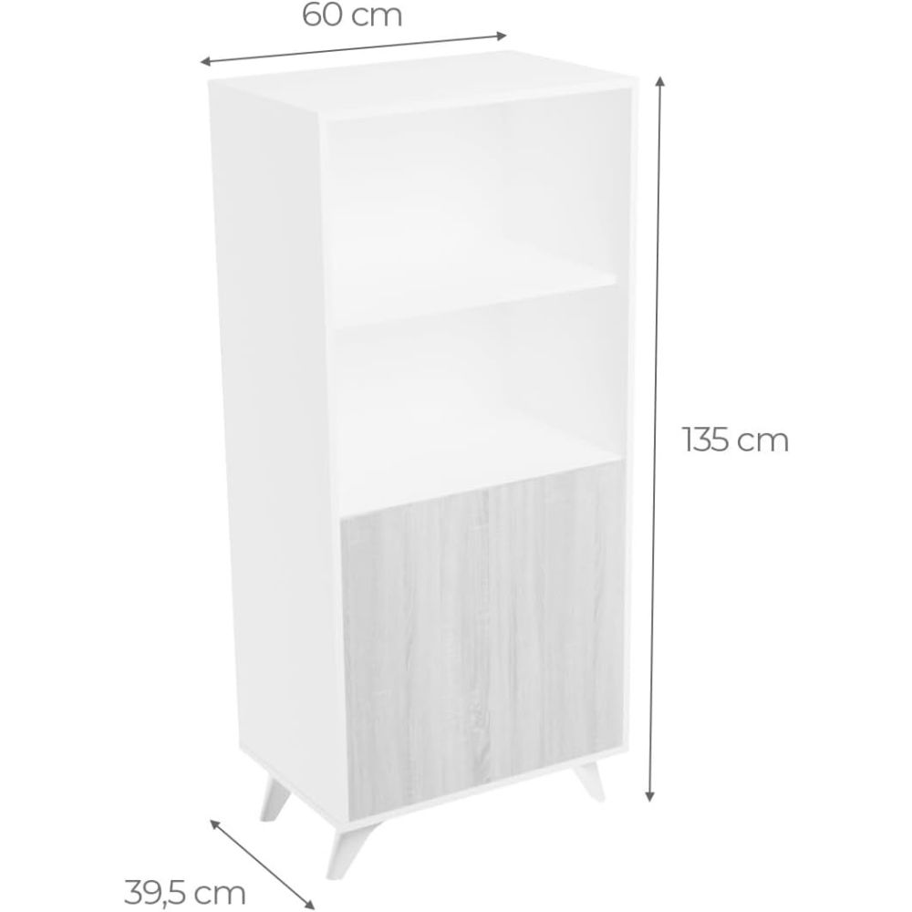 Conjunto de Salón Mueble Completo: Bajo TV, Mueble Bar, Estantería y Mueble Colgar - Estilo Roble y Blanco.