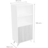 Conjunto de Salón Mueble Completo: Bajo TV, Mueble Bar, Estantería y Mueble Colgar - Estilo Roble y Blanco.